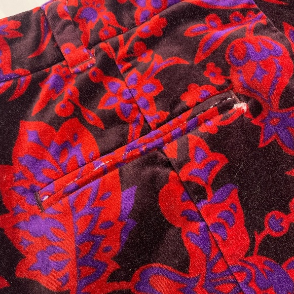 Anthropologie Women’s Essential Slim Velvet Floral Pattern Pants size 8 - Picture 7 of 7